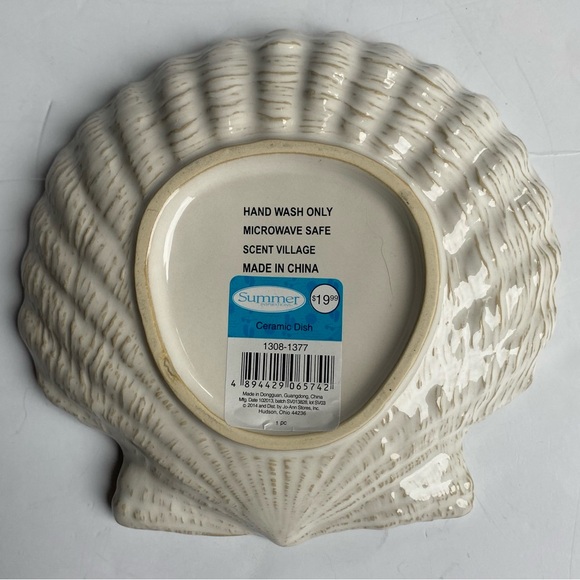 Scallop Shell Plate Trinket Dish 7.5” Ceramic Ivory Realistic Candy Decor New - Picture 5 of 16